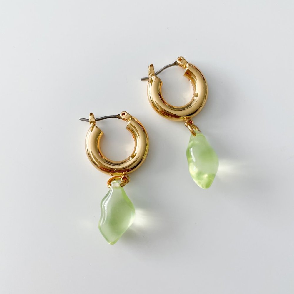 J. Crew Acetate Drop Huggie Hoop Earrings (Light Green)
